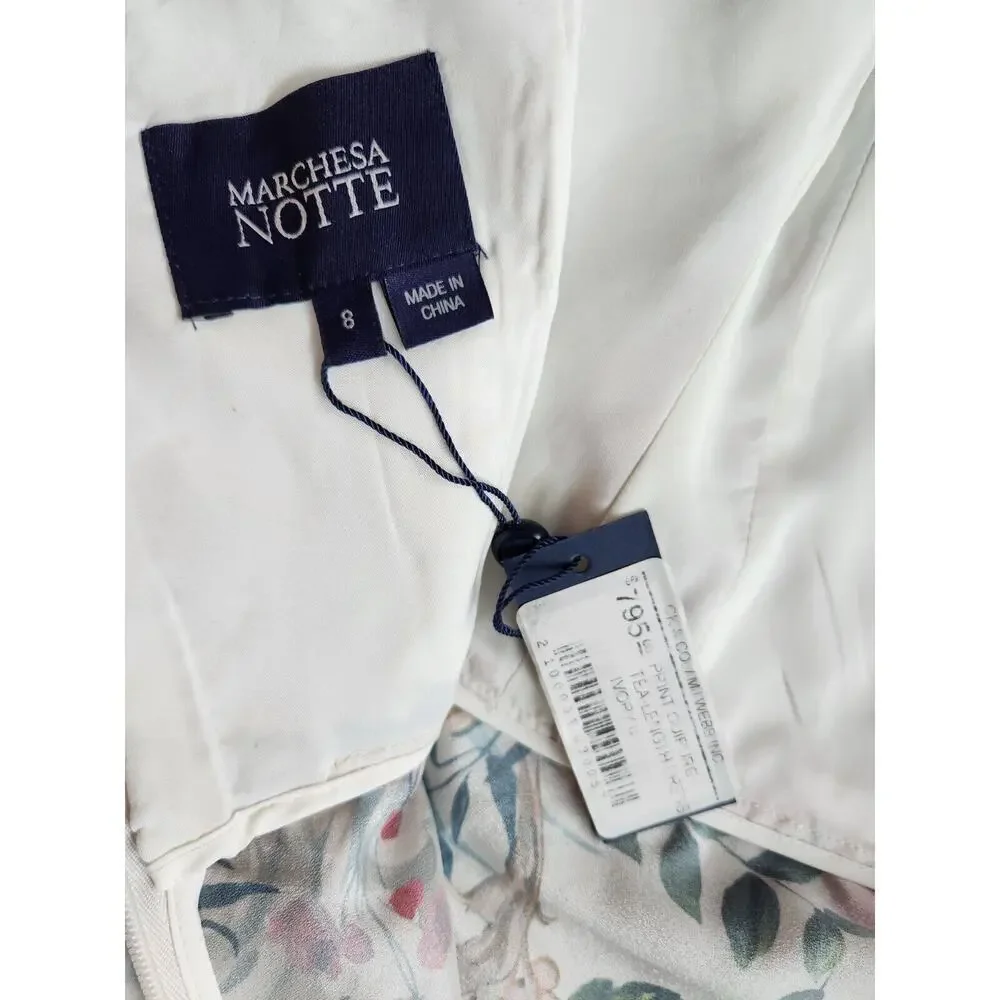 NWT Marchesa Notte Flared Floral Long-Sleeve Dress Size 8 #2N502 - Picture 9 of 14